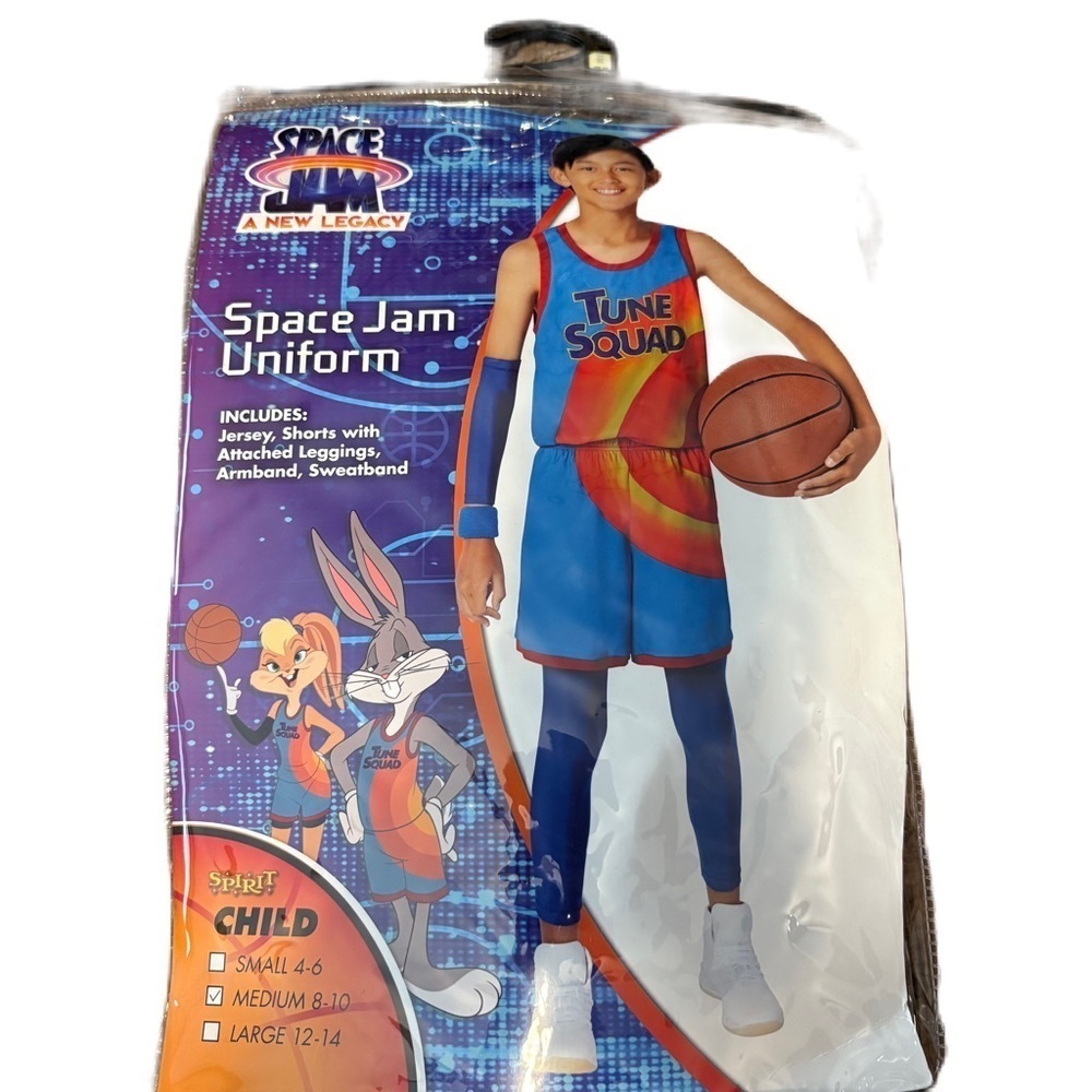Space Jam Uniform Basketball Costume Medium 8-10 Blue Orange Kids